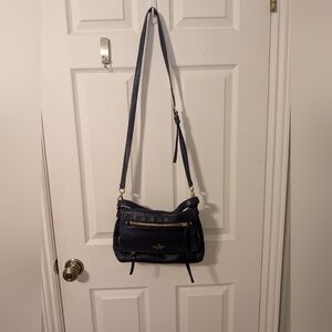 Vintage Kate Spade Navy Blue Leather Shoulder Bag